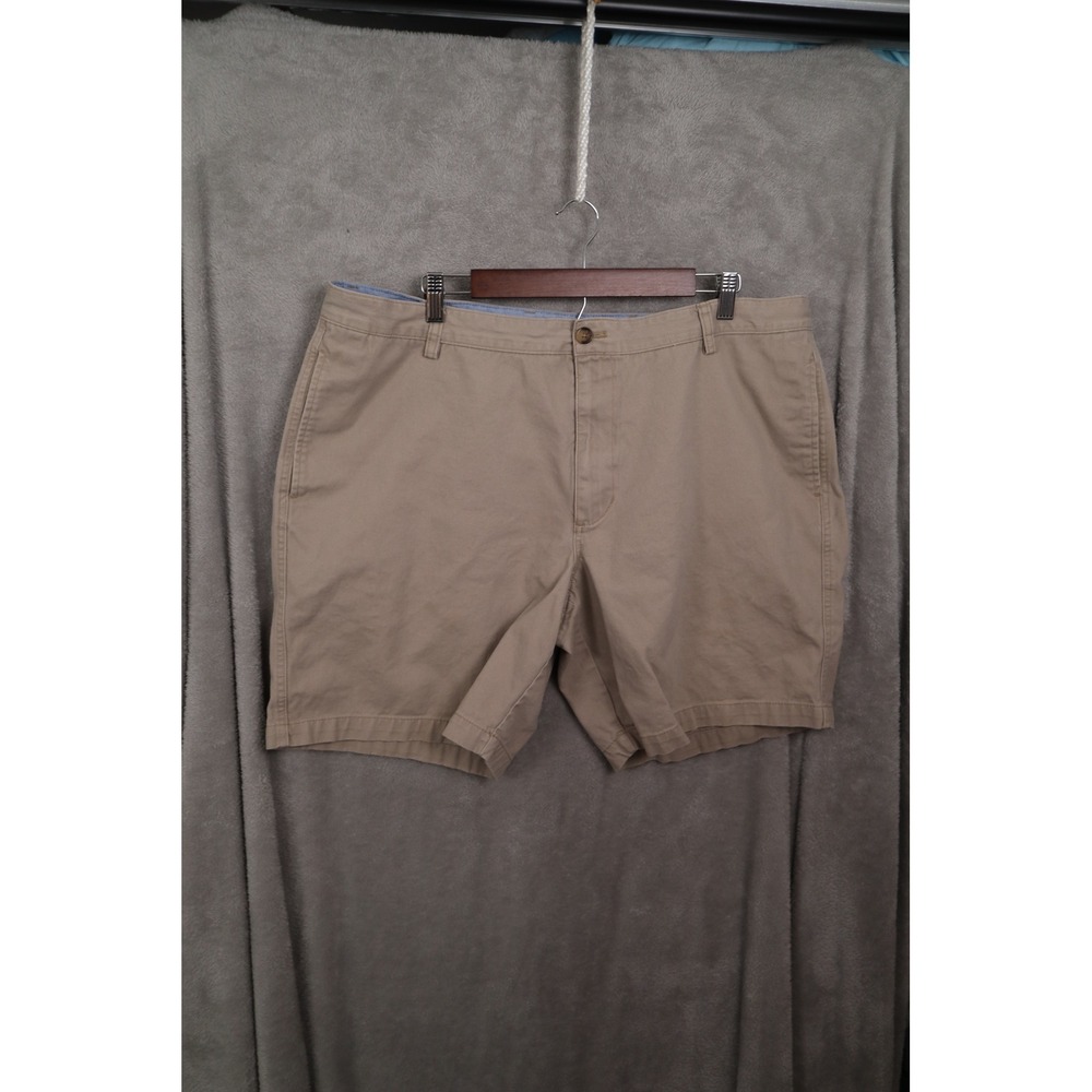 Chaps Mens Khaki Chino Shorts Size 42 Tan Cotton Flat Front Classic Casual